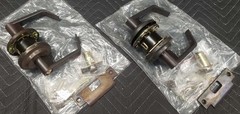Two (2) Parker Commercial “Matching” Lock-in-Lever Lock Sets W/Keys, Brown, New!