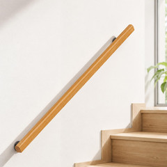 Sptzqury Wooden Stair Handrail Single Piece Handrails Complete Kit Metal