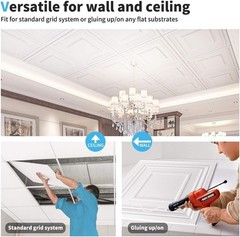 Art3d Drop Ceiling Tiles 24×24 Inch (12-Pack, 48 Sq.ft) – Glue Up PVC Ceil