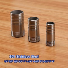 Stainless Steel Hose Joiner/Connector/Tail, Barbed Pipe Fittings BSP 1/2″ to 4″