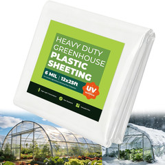 12X25 Ft Greenhouse Plastic Sheeting, 6 Mil Green House Plastic Covering, Heavy