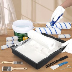 Paint Roller Kit with Extension Pole, 27 Piece Set, 2 to 4 Ft Pole, 4″9″ Paint R