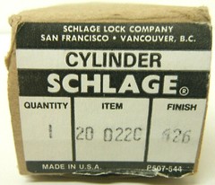 Schlage 20-022C Classic Rim Cylinder For Exit Devices Aluminum Doors Finish #626
