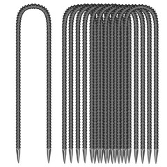11 Pieces 12-Inch Garden Ground Stakes Galvanized Steel U Shape Hook Rebar St…
