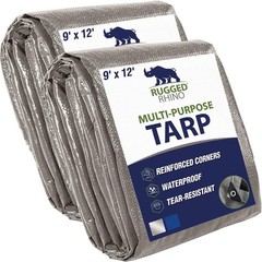 RUGGED RHINO Heavy Duty Waterproof Tarp, 9×12, 2 Pack, UV and Tear Resistant …