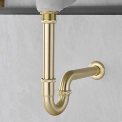 Brass P Trap, 1 1/4 Bathroom Basin Sink Waste Trap Drain Kit Brushed Gold