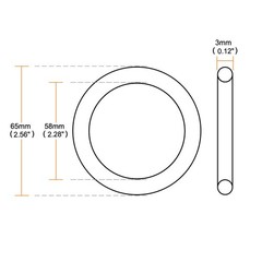 10pcs 65mmx58mmx3mm Industrial Flexible Rubber O Ring Oil Sealing Grommet Black