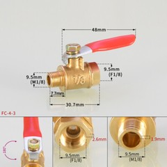 1 Pcs Brass Mini Ball Valve Shut-off Valve Straight Thread Size 1/8″ 1/4″ 3/8″