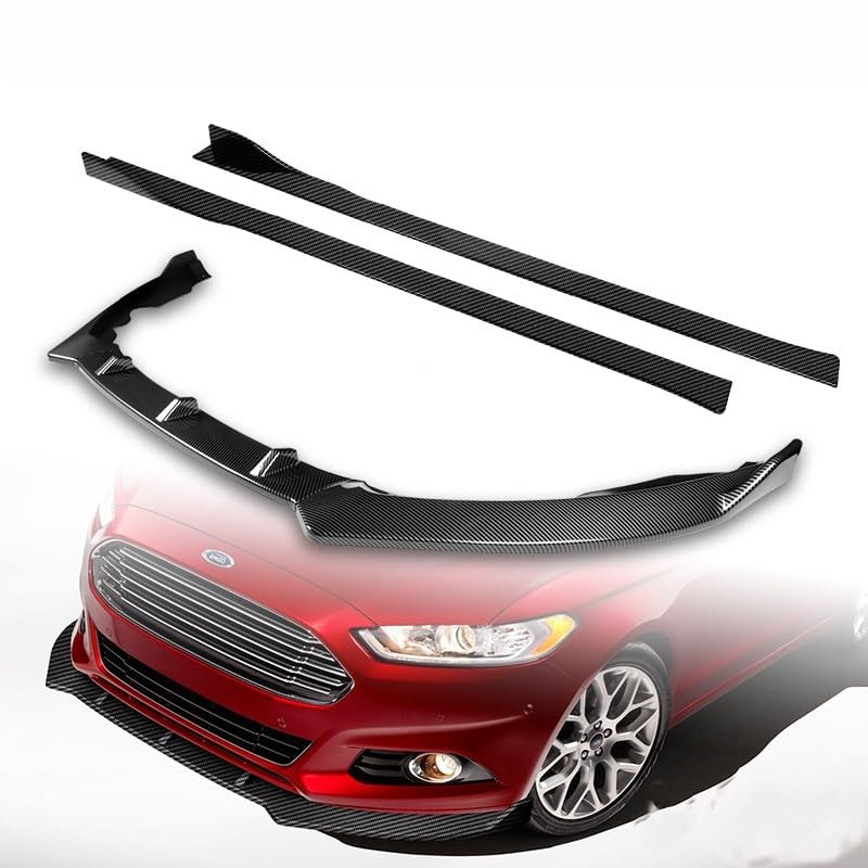 9PC Front Bumper Lip Side Skirt Kit for 2013-2016 Fusion Mondeo Painted Carbon