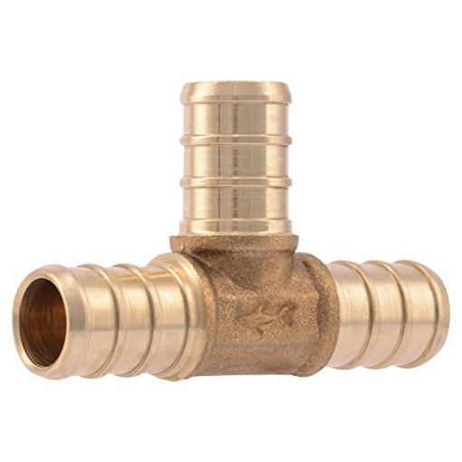 SharkBite UC362LFA10 1/2″ Tee PEX Barb Fitting (10-Pack), 1, Brass