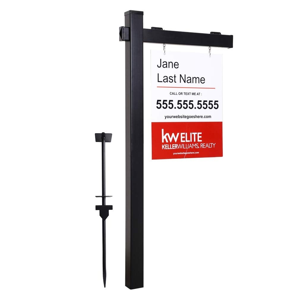 Vinyl PVC Black Real Estate Sign Post with Flat Cap 6ft. (4″x 4″x 72″) Realto…