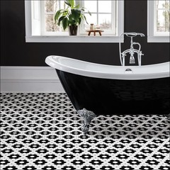FloorPops Black Biscotto Peel & Stick Floor 12″L x 12″W x 0.06″T,