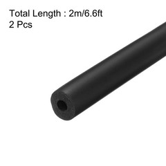 uxcell 2pcs 2m/6.6ft Pipe Insulation Tube 1/4 6mm x 16mm x 2 m, Black