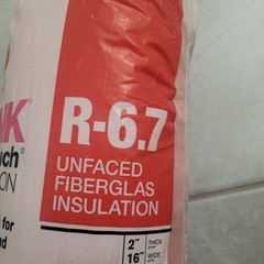 Owens Corning Pink EcoTouch Insulation R6.7 Roll 2” Thick 16” W 5.3 sq ft