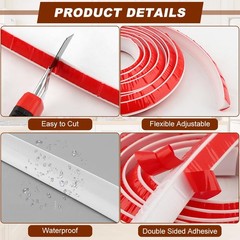 Flexible Quarter Round Molding, Peel and Stick Corner 300*1.5*1.5cm, 118 Inch