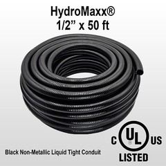 1/2″ x 50′ Black Flexible Liquid Tight, Non-Metallic Conduit – UL Listed
