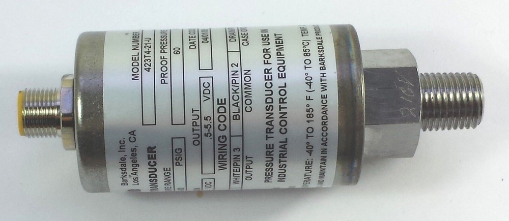 Barksdale 423T4-21-U 1/4MPT SS 9-30VDC 0-30PSI Pressure Transducer