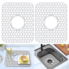 BEHOK Silicone Sink Protector for Kitchen 13.625 x 11.625 inches, White