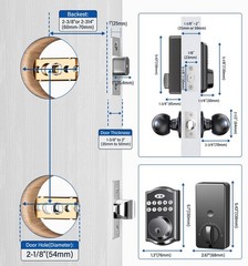 Keyless Entry Door Lock with 2 Knobs, Electronic Backlit Keypad Deadbolt with…