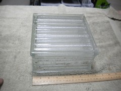 Reclaimed Vintage Architectural Glass Building Block Ribbed 7.75″x 7.75″x 3.75″
