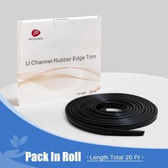 Rubber Edge Trim, 1/4″ U Channel Fit 1/4″- Length 20′, Black