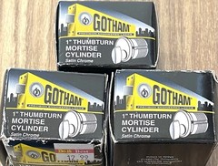 Lot of 3 Gotham 1” Solid Brass Thumbturn Mortise Cylinder w/ Satin Chrome Finish