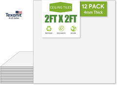 2×2 Drop Ceiling Tiles White PVC Waterproof Fire Rated Pack of 12