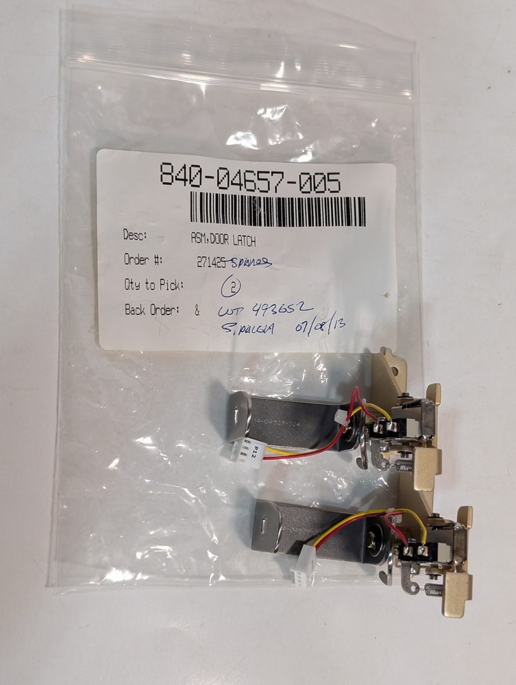 (2) 840-04657-005 door latch assys w/ electrical connector from medical facility
