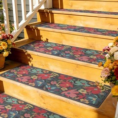 Funmat Outdoor Stair Treads Non-Slip 8 X 30 – 12-Pack Weather Resistant Floral