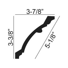 5-1/8in Face x 3-3/8in H x 3-7/8in Proj, Primed White Polyurethane, Crown