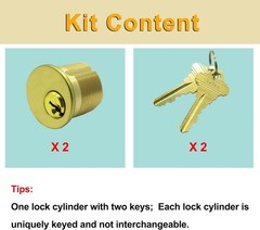 SC1 Keyway Brass Cylinder Lock – 2 Pack, 1 1/8″ Length for Home & Commercial Use