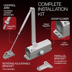 PrimeWare DC-300 Automatic Adjustable Door Closers for Home | Soft Close, No Sla