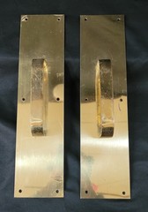 Pair of Large Brass Door Pull Plates with Screws 16″ x 4″ GS00866