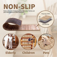Non-Slip Carpet Stair Treads 1PCS, 30″x30″ Peel and Stick Stair Runner for Woode