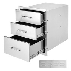 18×23 Inch Outdoor Kitchen Stainless Steel Triple Access BBQ Drawers with Chrom