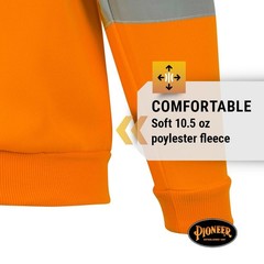 Pioneer Safety Men’s High Visibility Micro Fleece Safety Hoodie Orange Size 3XL