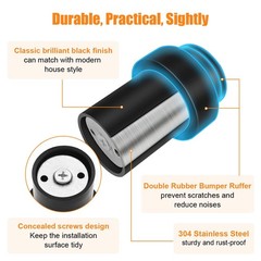 Door Stoppers, Floor Stop 2.5 Inch Cylindrical Black 2 Pack,