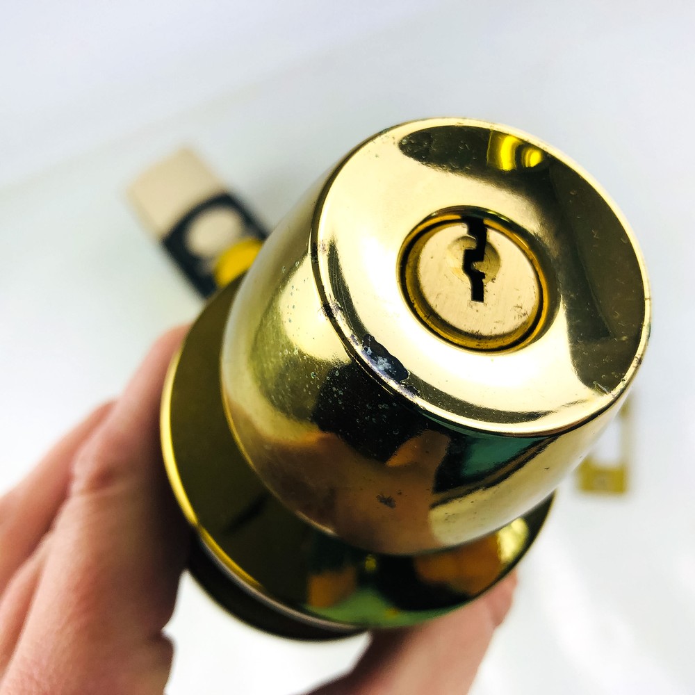 Arrow 351 Panic Proof Door Knob Lockset Keyed Cylinder DCRx3 Bright Brass Coated