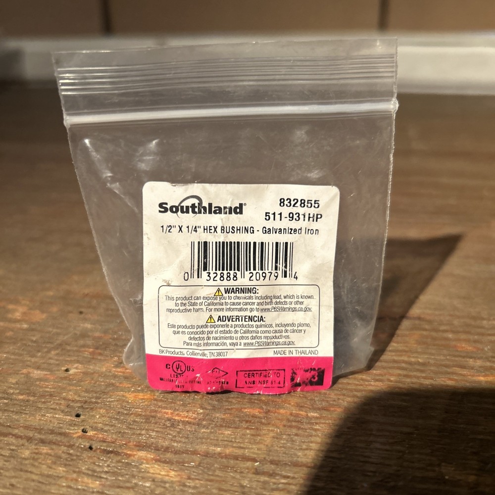 Southland 1/2 In. x 1/4 In. Hex Galvanized Bushing 511-931HP Southland 511-931HP