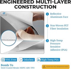 Thermal Block Automotive Heat Shield – 1 Sheet 12” x 24” | Peel & Stick Refle…