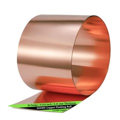GOORY Copper Flashing 26 Gauge – 12″ Width x 10Ft, 26 Gauge(0.016″/0.41mm)