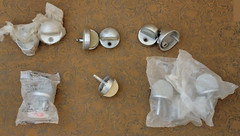 10x Glynn Johnson Trimco USED & NEW Satin Stainless Dome Floor Door Stop Lot 1 ഖ
