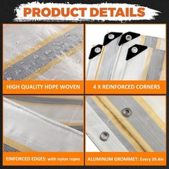 10×20 FT Heavy Duty Waterproof Tarp, 12 Mil Outdoor Protective Tarpaulin Cove…