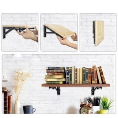 Hniuyun 2Pcs Folding Shelf Brackets, Heavy Duty Stainless Steel Shelf Bracket…