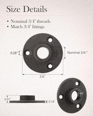 Niubid 10 Pack 3/4 inches Malleable Cast Iron Pipe Flange, inch, Black