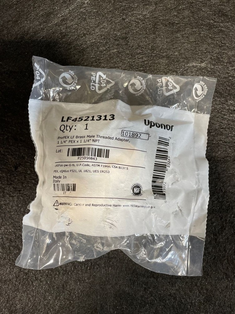 UPONOR LF4521313 ProPEX LF Brass Male Threaded Adapter 1-1/4″ PEX x 1-1/4″ NPT