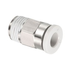 G1/8 Push to Fit 5mm OD Hose Connect Fitting Straight Coupling White Silver Tone