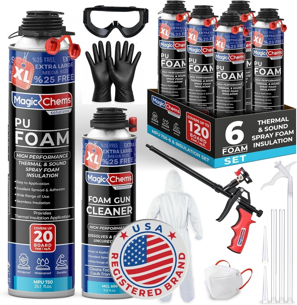 Spray Foam Insulation Kit (6 Pack-25.4 oz) Expanding Foam Sealant