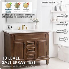 HOIGY Brushed Gold 3 Hole Widespread Bathroom Faucet 2 Handle Waterfall Pop Up