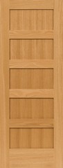 Exterior Red Oak 5 Panel Equal Horizontal Mission/Shaker Flat Panel Wood Doors